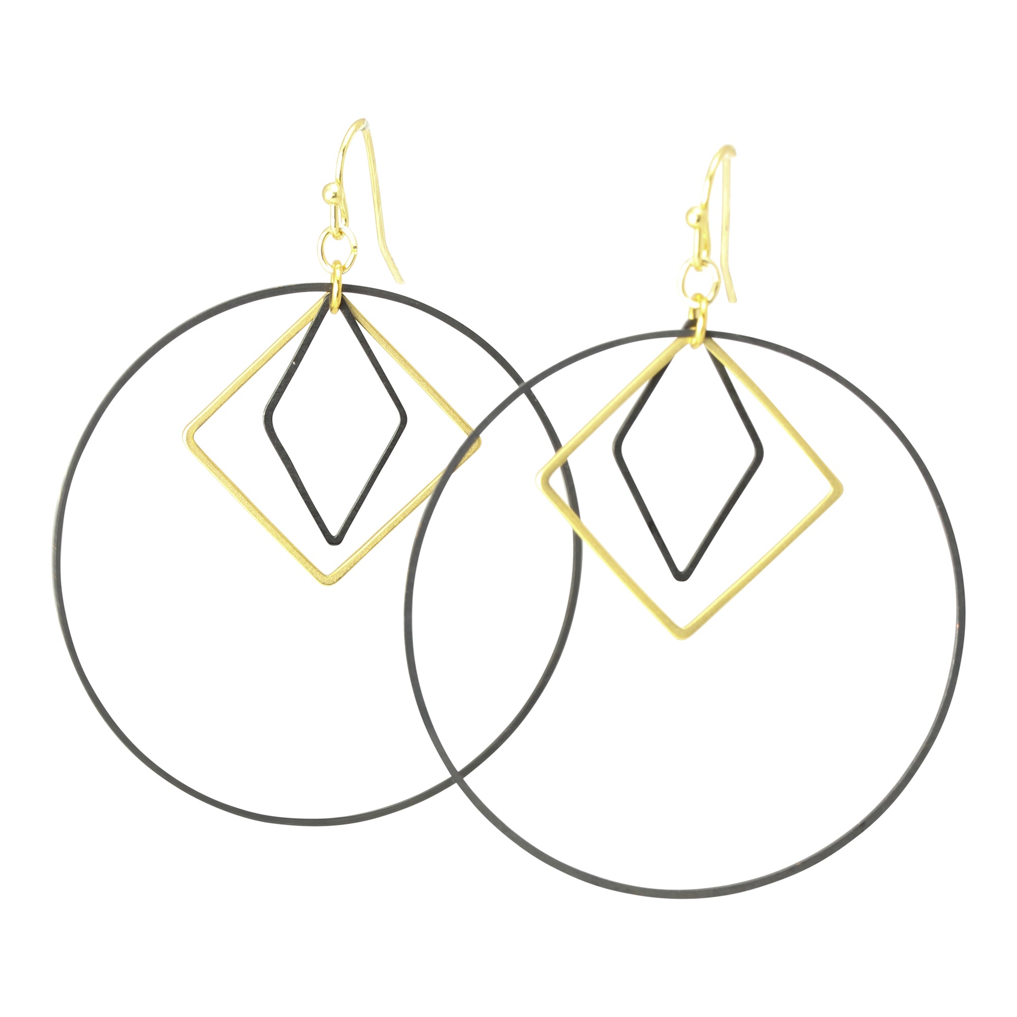 Le Contour Large Luxe Hoops in Matte Black & Gold