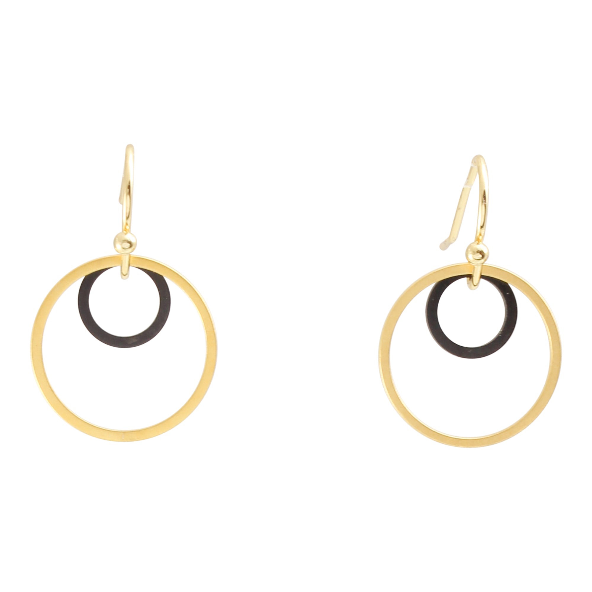 Le Contour Tiny Luxe Hoop Mixed Metal Black Earrings - OhSoFitting