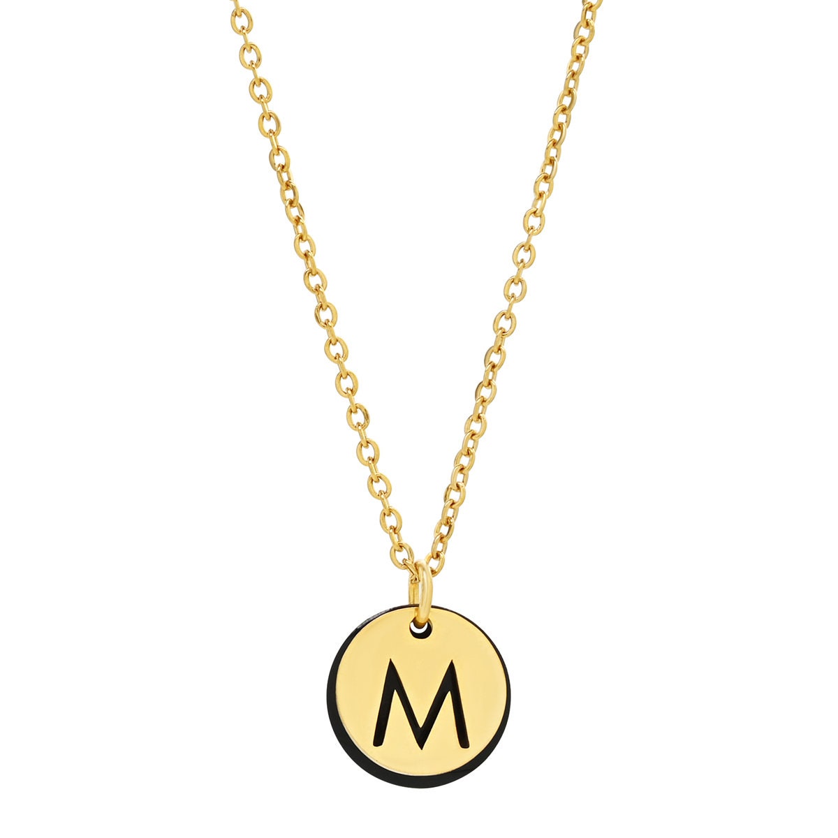 "Le Délice" Waterproof "Imperméable” Personalized Initial Necklace with Enamel - Black