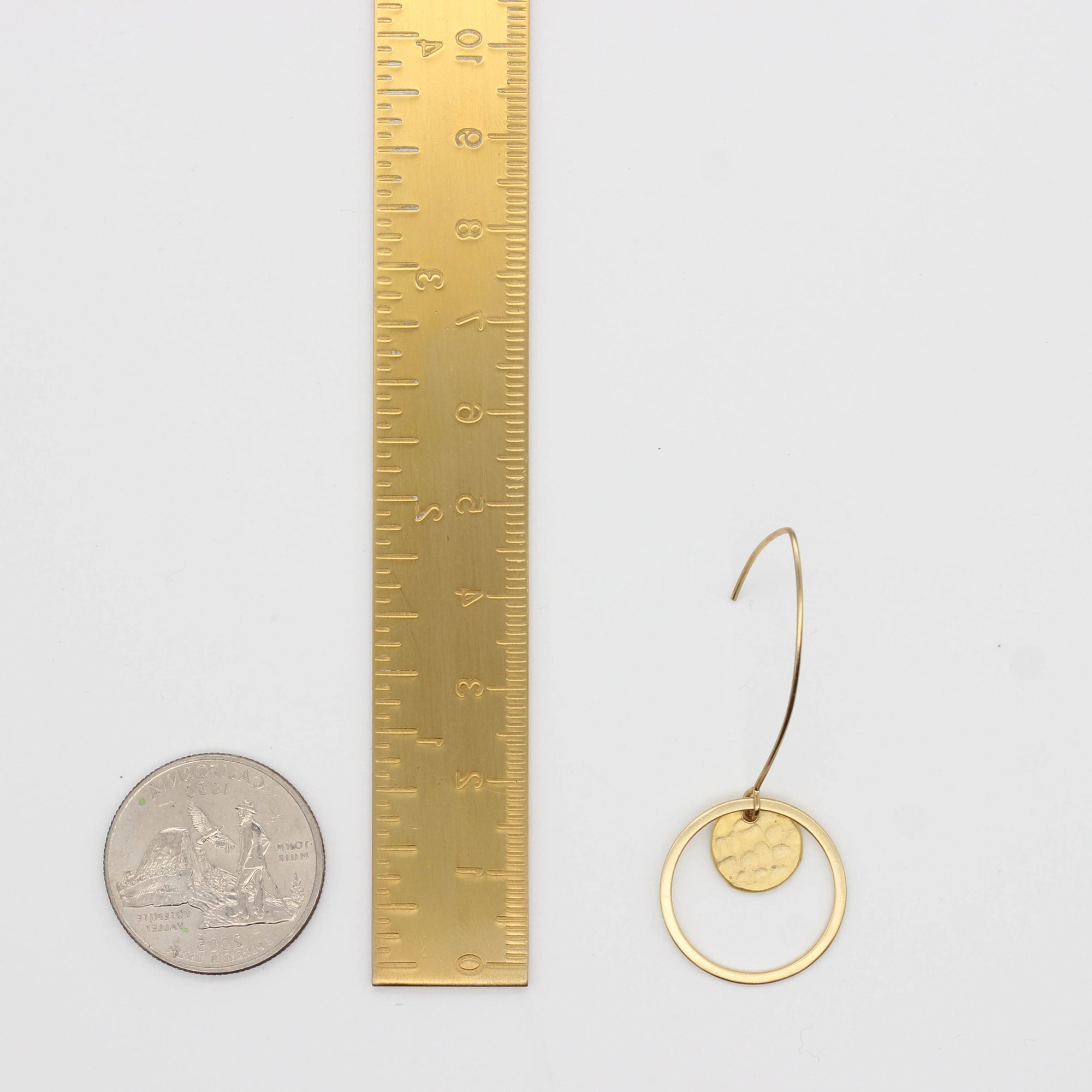 L'Or Round Geometric Matte Gold Drop Earrings - OhSoFitting